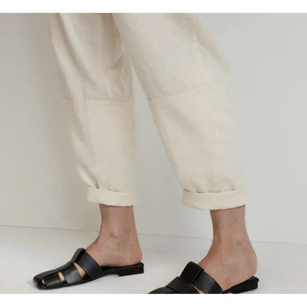 Everlane European Flax Linen Drawstring Pants Off White Pull On Womens Size XS